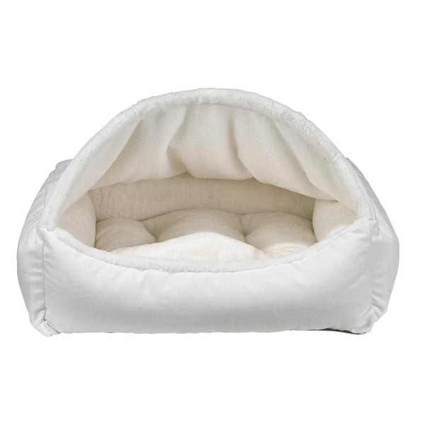 Dog Canopy Bed With Dream Fur -Winter White - Overstuffed