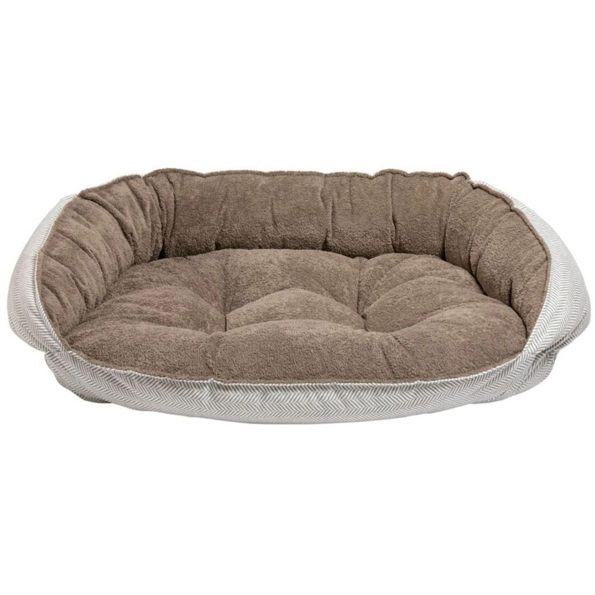 Taupe Herringbone / Mocha Bowsers Crescent Reversible Dog Bed