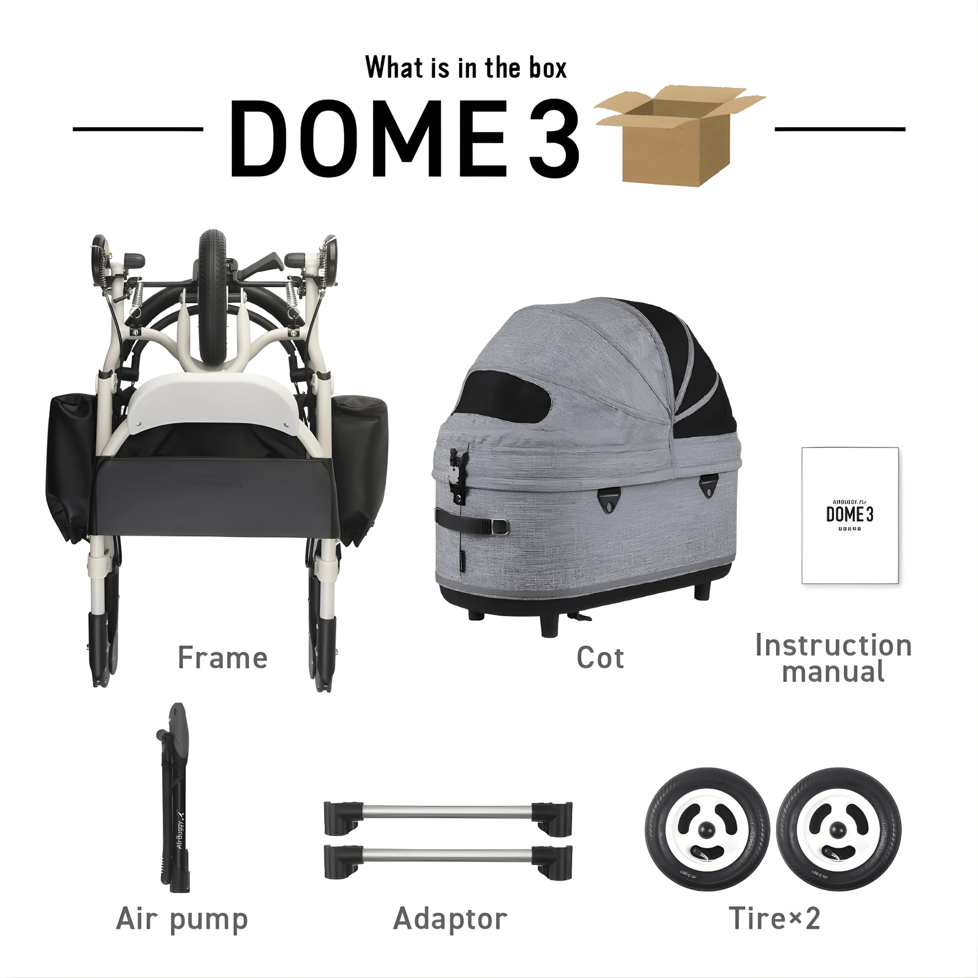 AirBuggy Dome 3 Premier Dog Stroller – Dim Grey (Large) - godoggiestyle