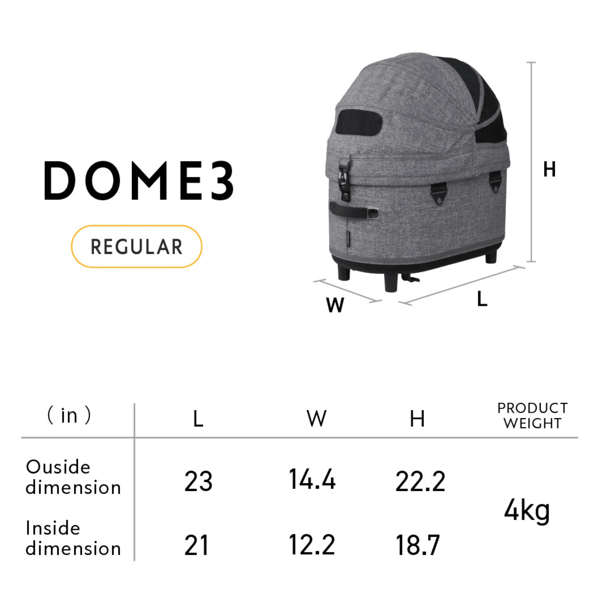 AirBuggy Dome 3 Premier Dog Stroller – Dim Grey (Regular) - godoggiestyle
