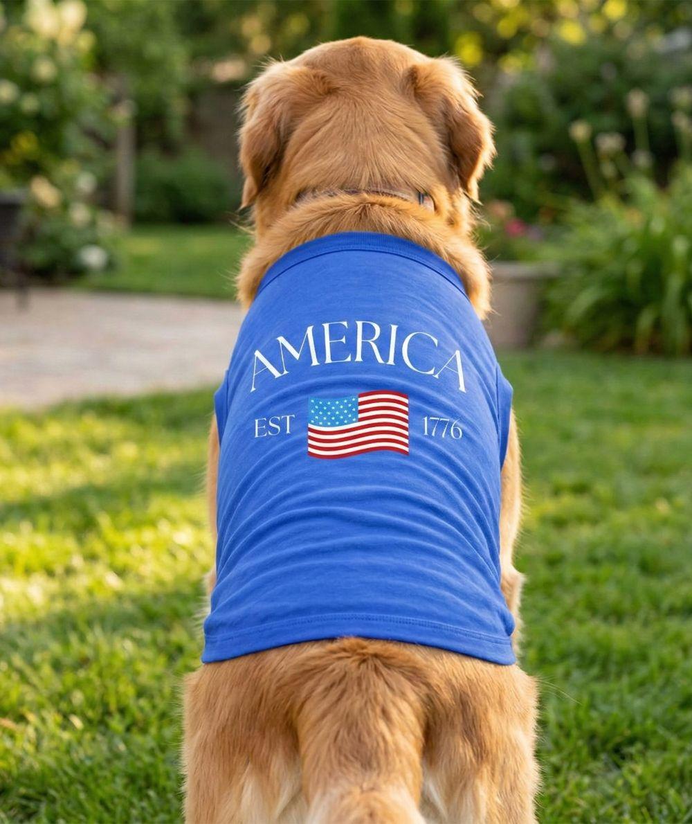 America Dog Shirt - Blue - godoggiestyle
