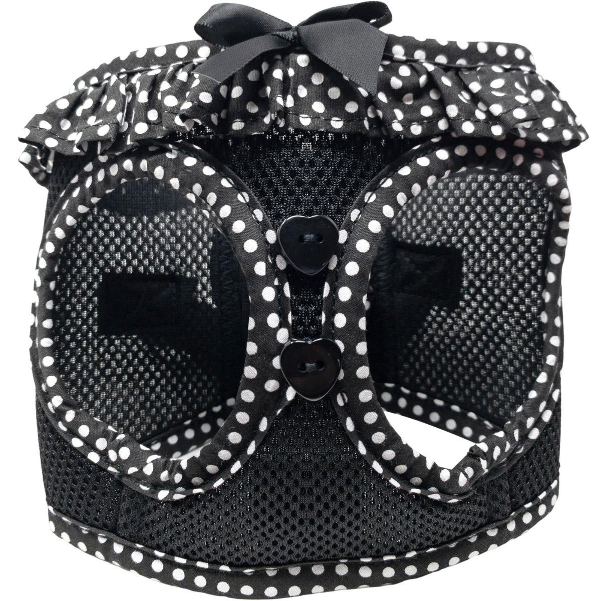 American River Choke Free Harness - Black and White Polka Dot - godoggiestyle