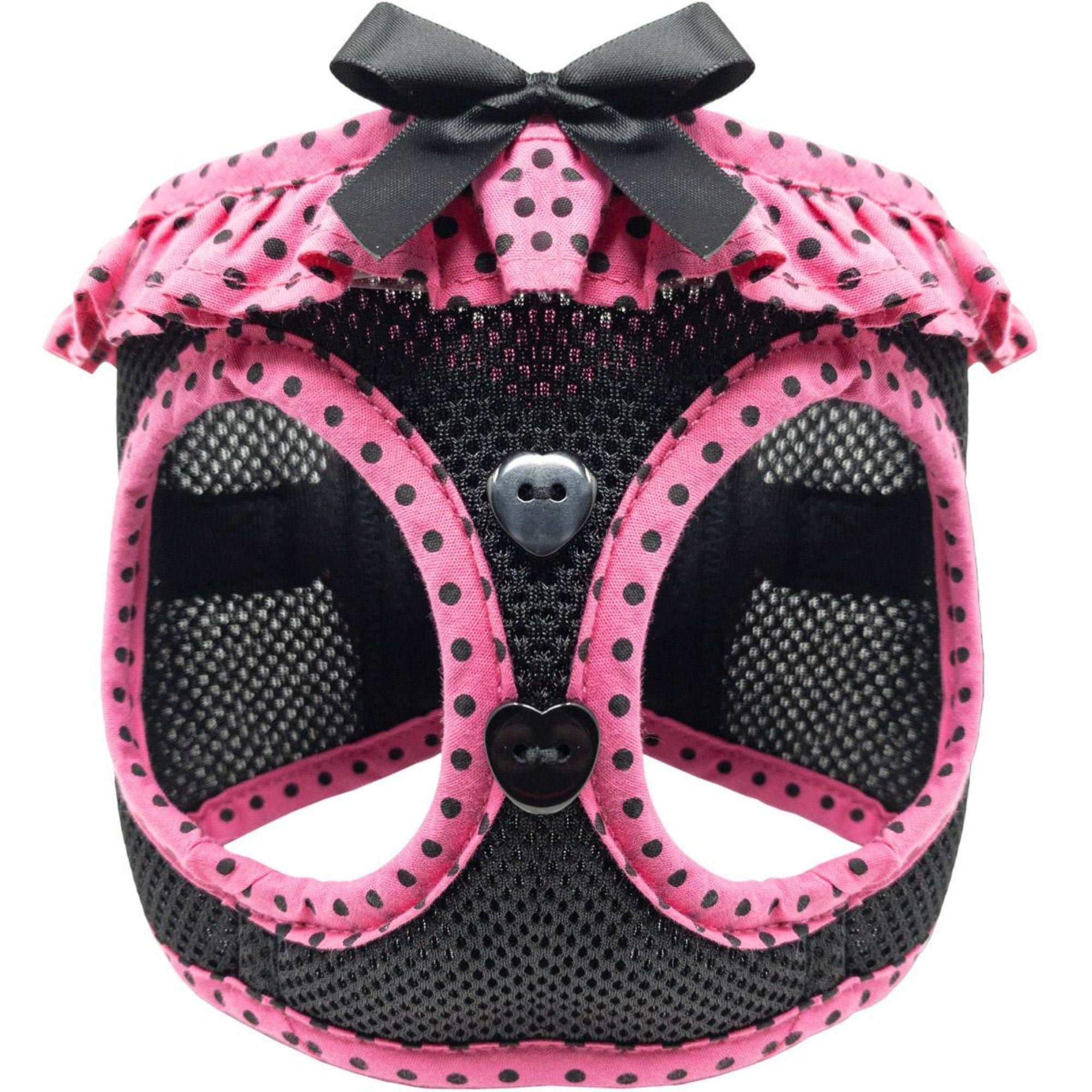 American River Choke Free Harness - Hot Pink and Black Polka Dot - godoggiestyle