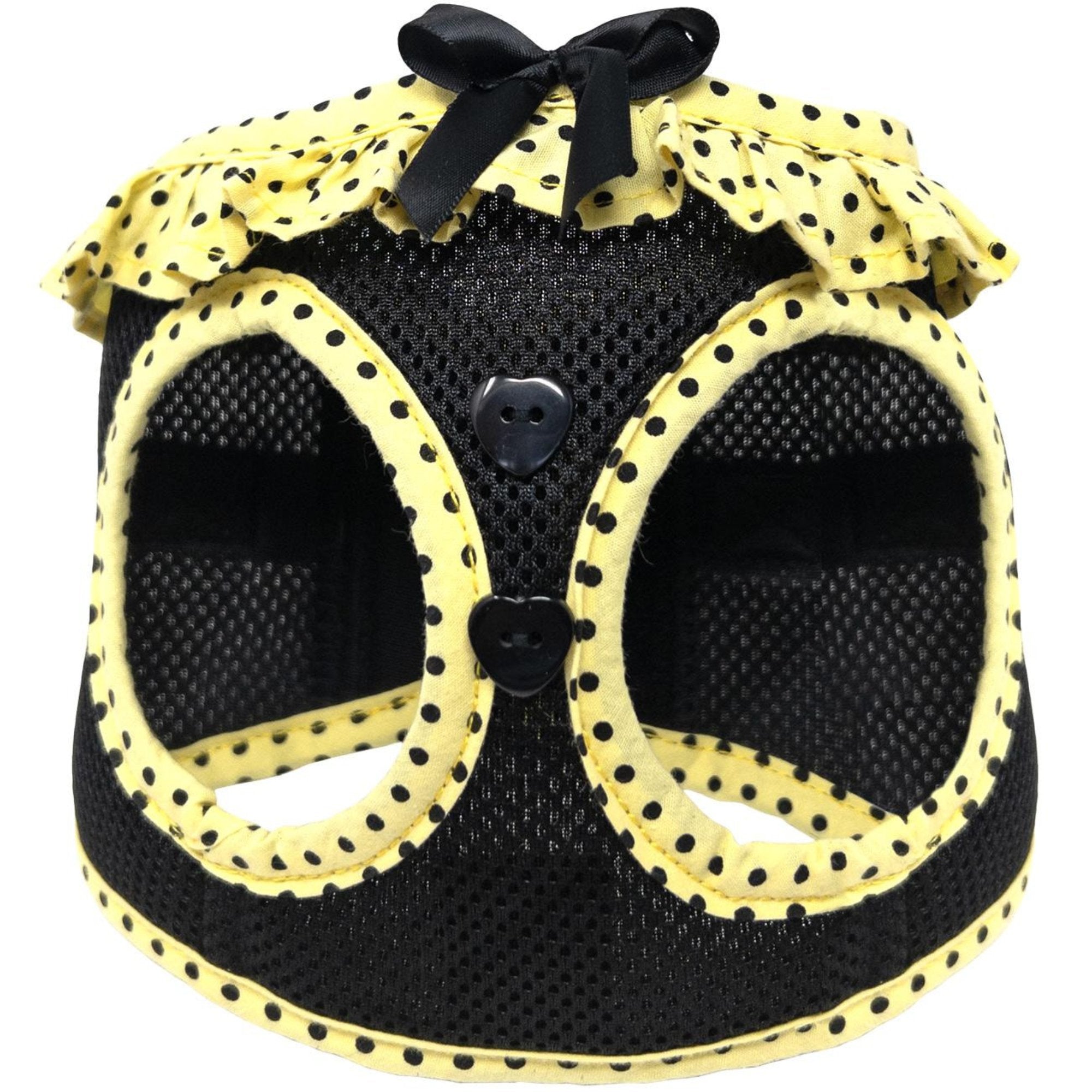 American River Choke Free Harness - Yellow and Black Polka Dot - godoggiestyle