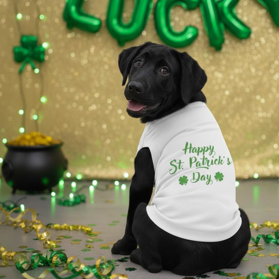 Happy St. Patrick's Day Dog Shirt - White - godoggiestyle