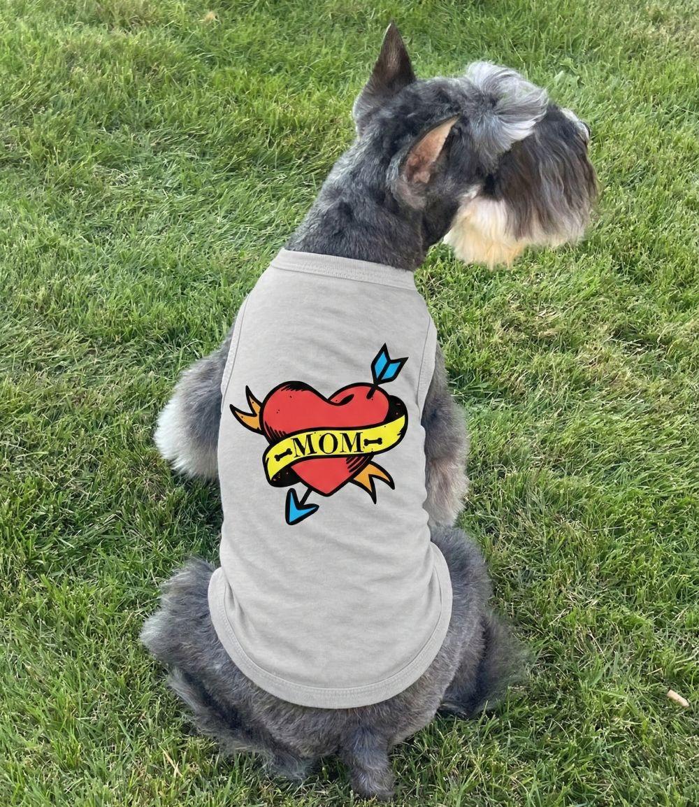 Mom Tattoo Dog Shirt - Glacier Gray - godoggiestyle