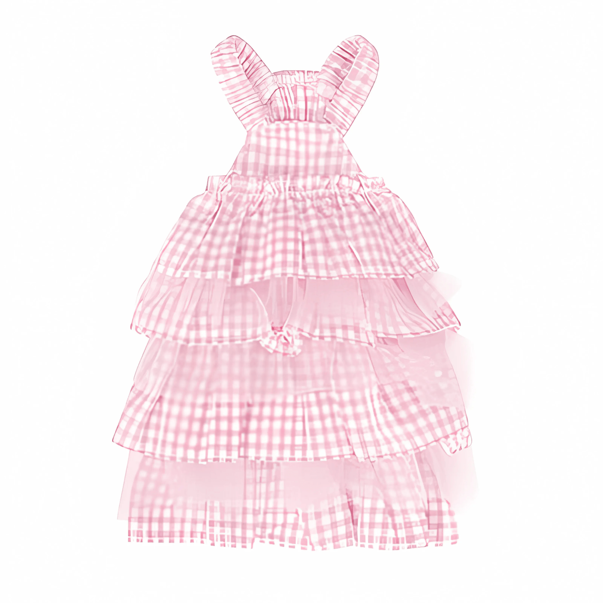 Puppy Angel Check Linen Cancan Dog Dress
