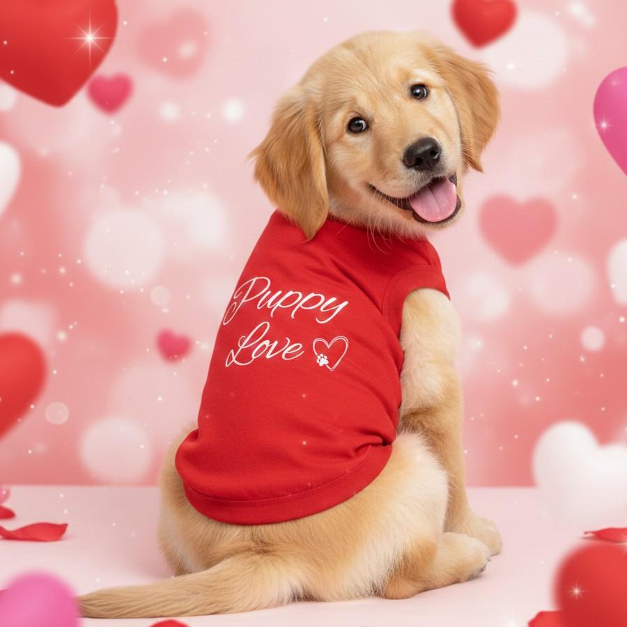 Puppy Love Dog Shirt - Flame Scarlet Red - godoggiestyle