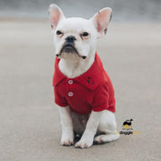 100% Cotton Solid Dog Polo | Flame Scarlet Red | Dog Polo Shirt | Dog In A Two Button Polo Dog Shirt | Dog Top  godoggiestyle