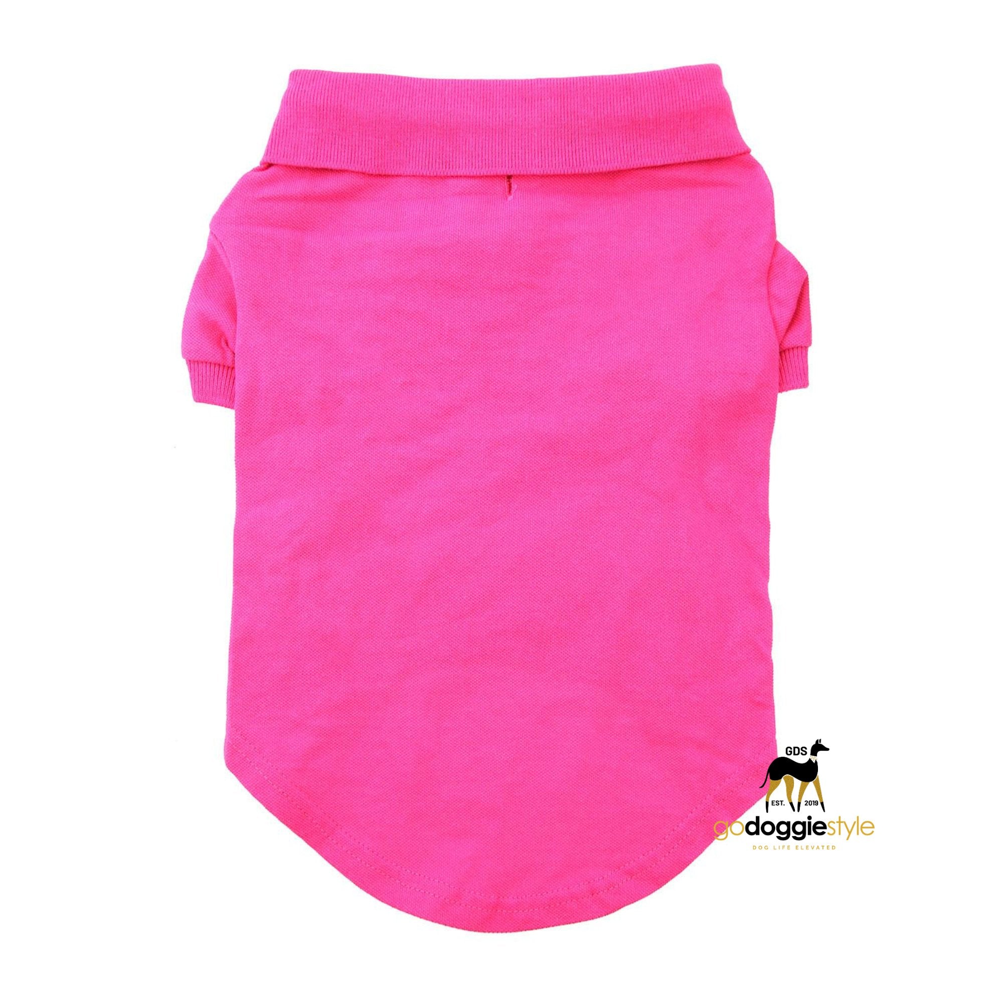 100% Cotton Solid Dog Polo | Raspberry Sorbet | Dog Polo Shirt | Two Button Dog Polo | Faces Backwards | godoggiestyle
