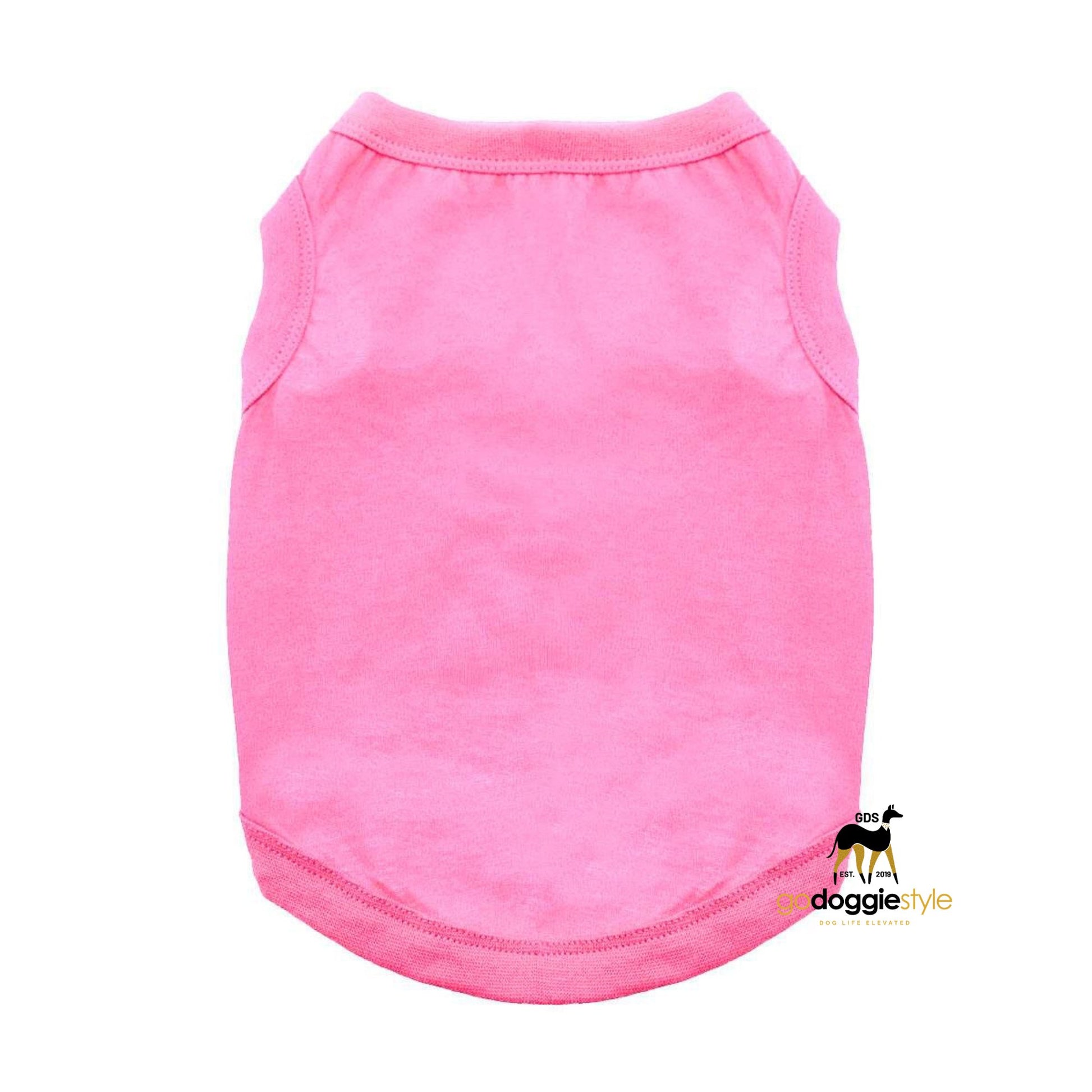 100% Cotton Solid Dog Tank Top - Carnation Pink - Spring Summer Dog Shirt - Dog Tee - Easy Care - Size XS to 3 XL - Dogs 3 to 90 lbs - godoggiestyle