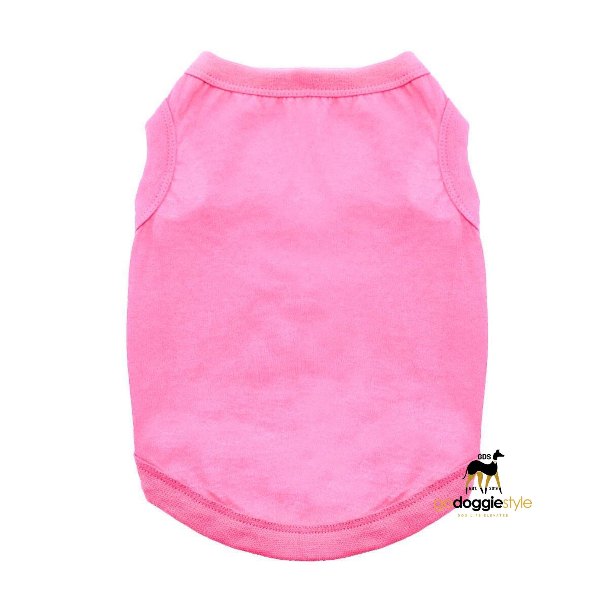 100% Cotton Solid Dog Tank Top - Carnation Pink - Spring Summer Dog Shirt - Dog Tee - Easy Care - Size XS to 3 XL - Dogs 3 to 90 lbs - godoggiestyle