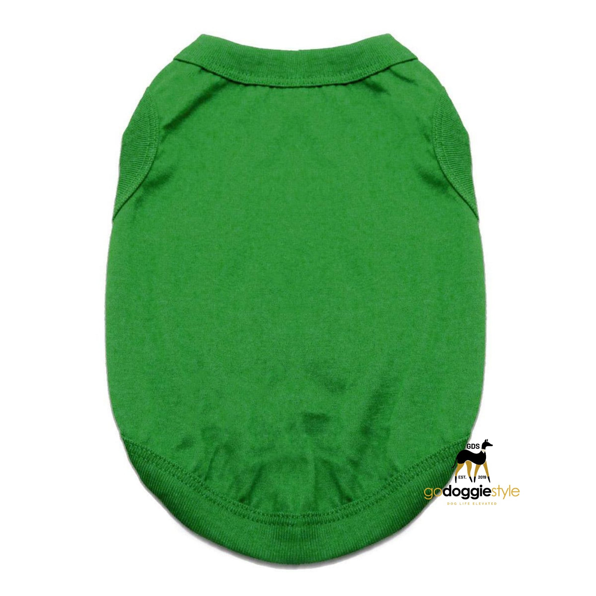 100% Cotton Solid Dog Tank Top - Emerald Green - Spring Summer Dog Shirt - Dog Tee - Easy Care - Size XS to 3 XL - Dogs 3 to 90 lbs - godoggiestyle