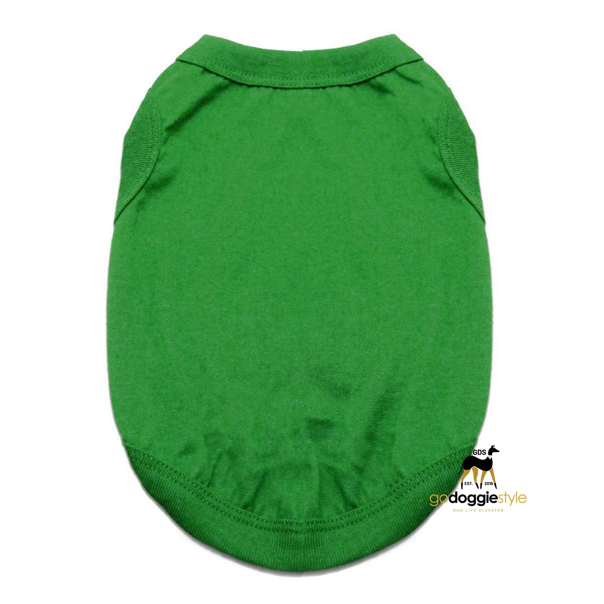 100% Cotton Solid Dog Tank Top - Emerald Green - Spring Summer Dog Shirt - Dog Tee - Easy Care - Size XS to 3 XL - Dogs 3 to 90 lbs - godoggiestyle