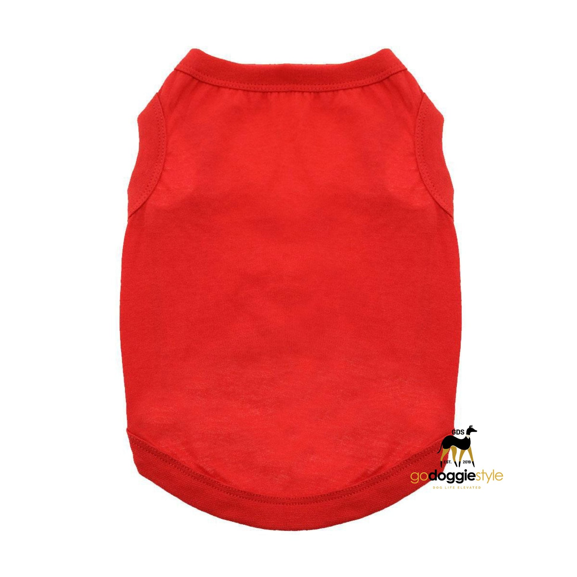 100% Cotton Solid Dog Tank Top - Flame Scarlet Red - Spring Summer Dog Shirt - Dog Tee - Easy Care - Size XS to 3 XL - Dogs 3 to 90 lbs - godoggiestyle