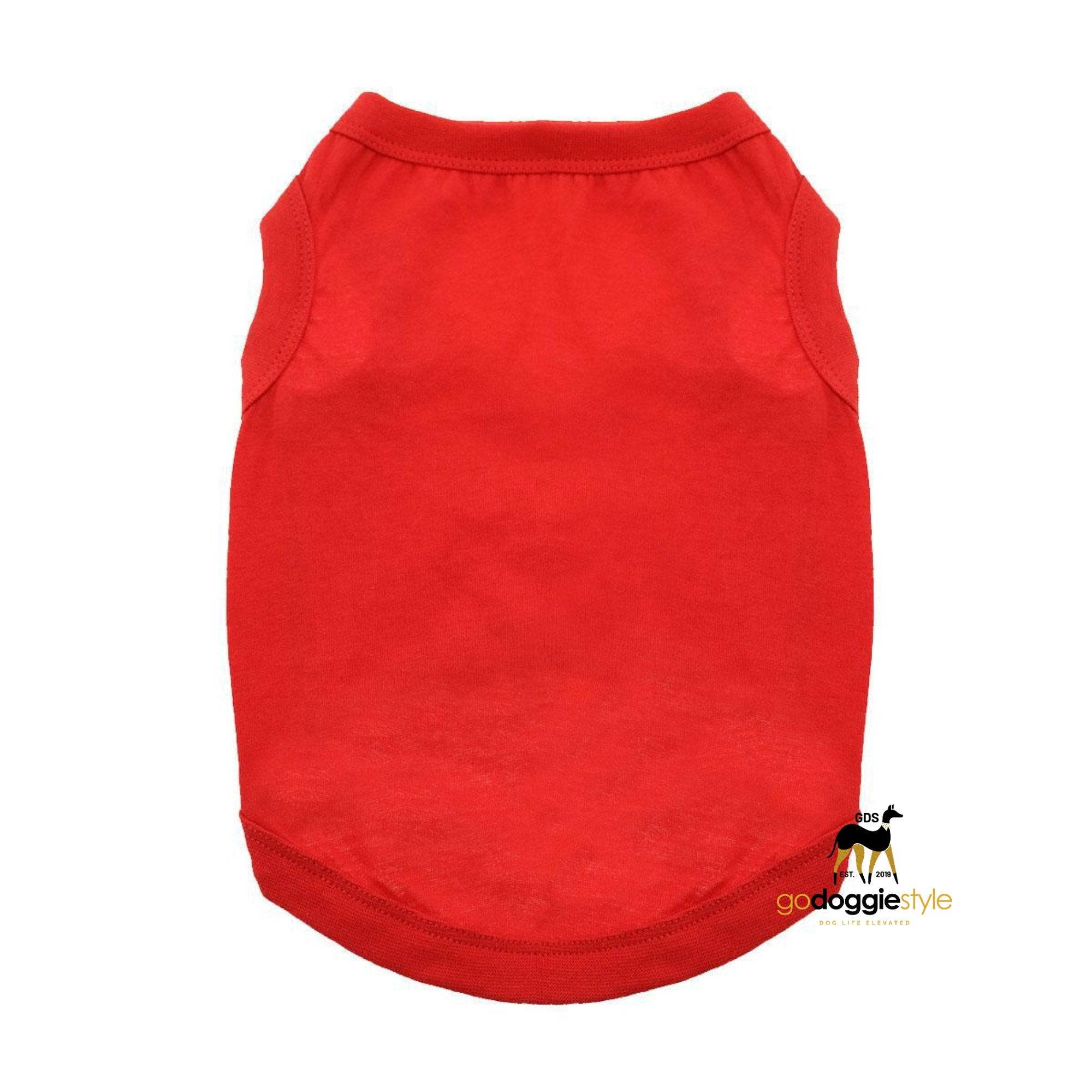 100% Cotton Solid Dog Tank Top - Flame Scarlet Red - Spring Summer Dog Shirt - Dog Tee - Easy Care - Size XS to 3 XL - Dogs 3 to 90 lbs - godoggiestyle