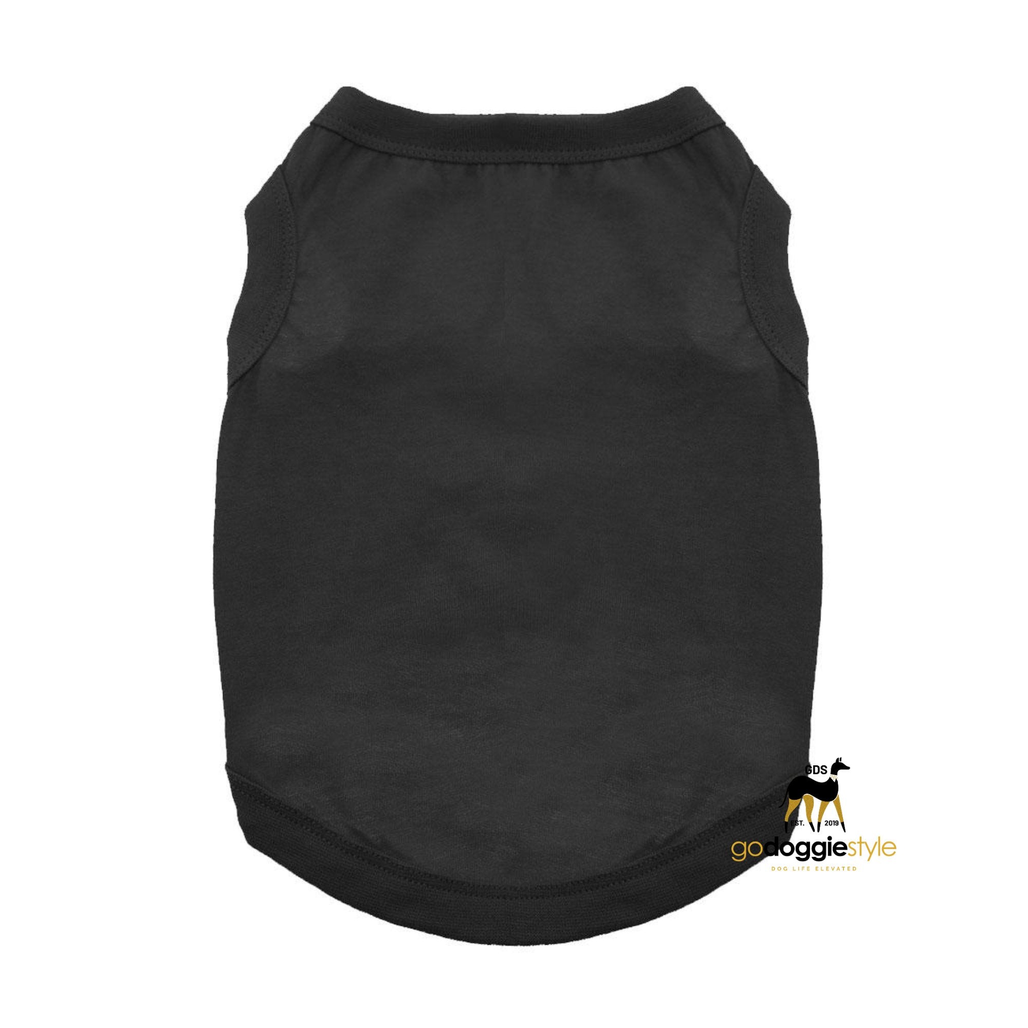 100% Cotton Solid Dog Tank Top - Jet Black - Spring Summer Dog Shirt - Dog Tee - Easy Care - Size XS to 3 XL - Dogs 3 to 90 lbs - godoggiestyle