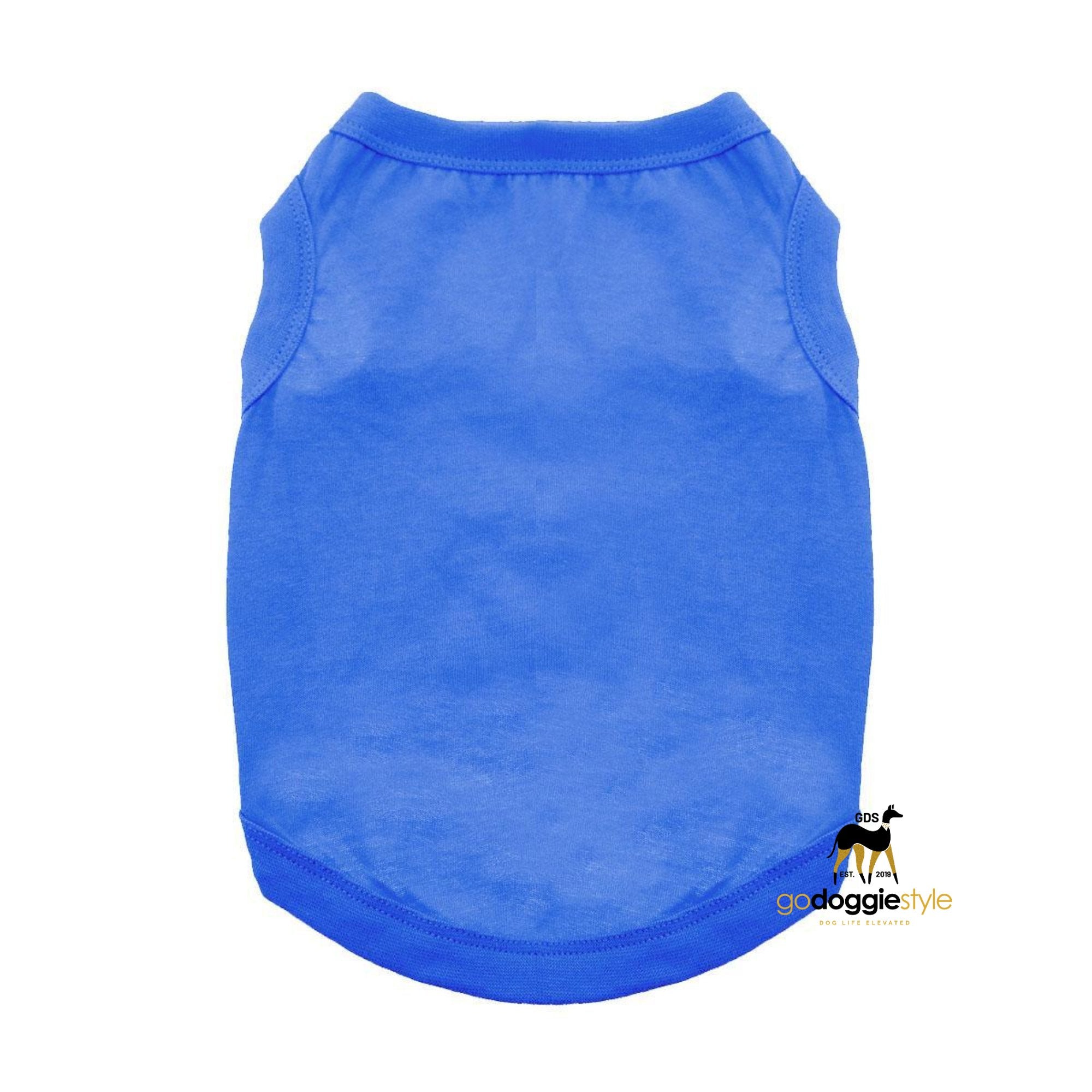 100% Cotton Solid Dog Tank Top - Nautical Blue - Spring Summer Dog Shirt - Dog Tee - Easy Care - Size XS to 3 XL - Dogs 3 to 90 lbs - godoggiestyle