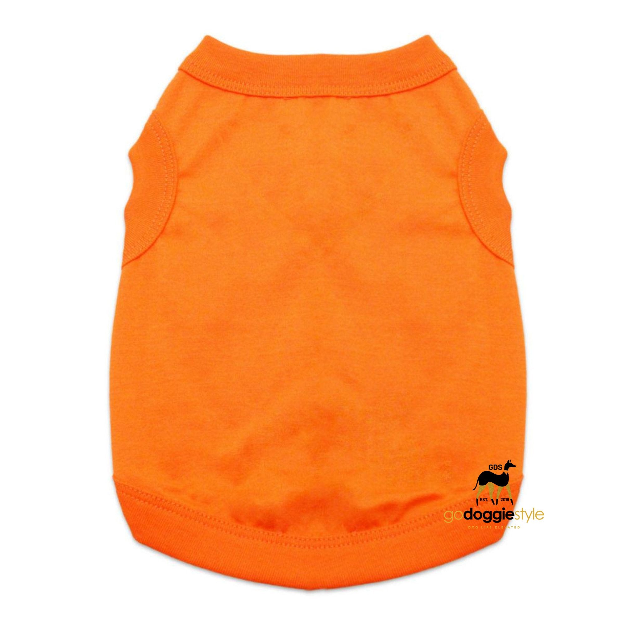 100% Cotton Solid Dog Tank Top - Sunset Orange - Spring Summer Dog Shirt - Dog Tee - Easy Care - Size XS to 3 XL - Dogs 3 to 90 lbs - godoggiestyle