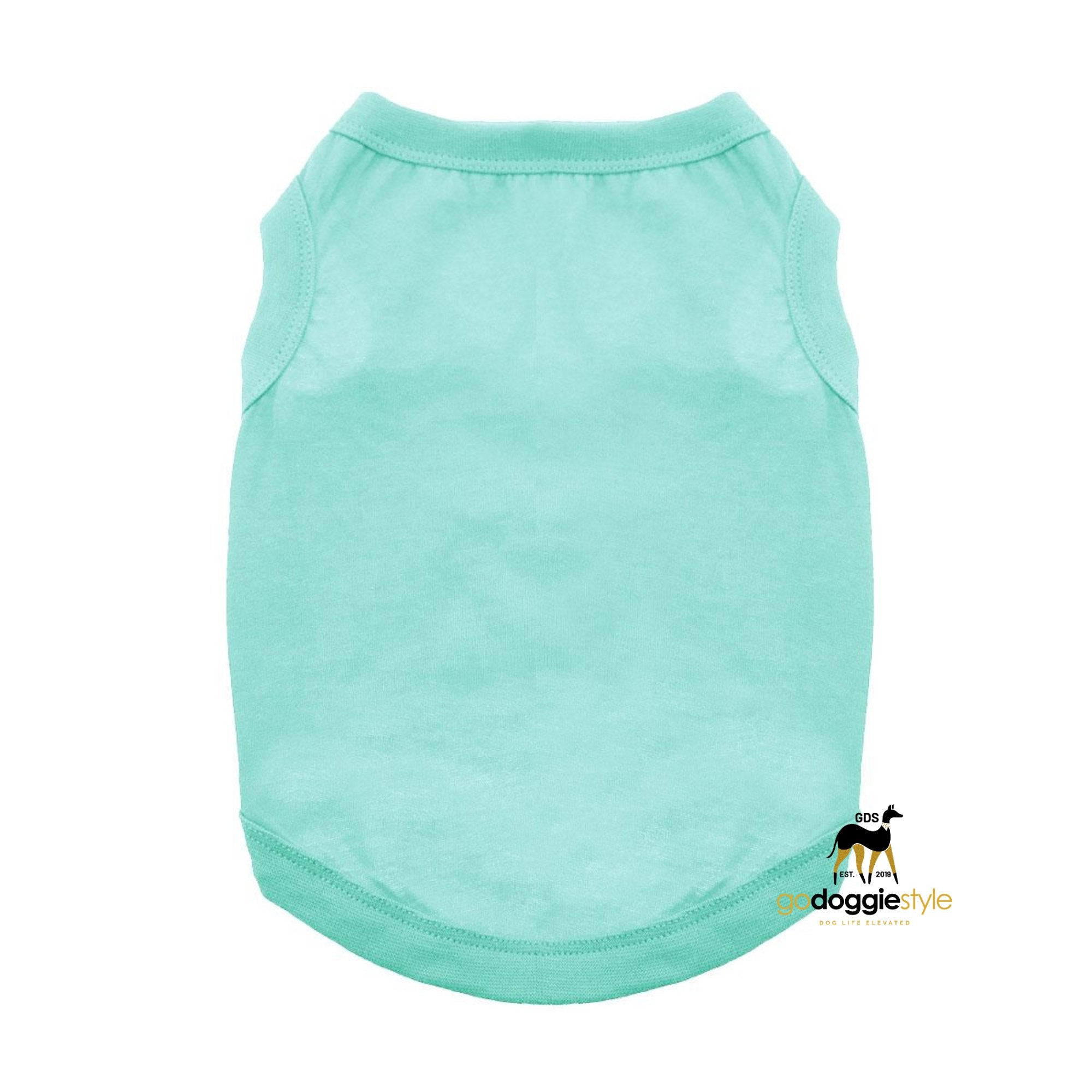 100% Cotton Solid Dog Tank Top - Teal - Spring Summer Dog Shirt - Dog Tee - Easy Care - Size XS to 3 XL - Dogs 3 to 90 lbs - godoggiestyle