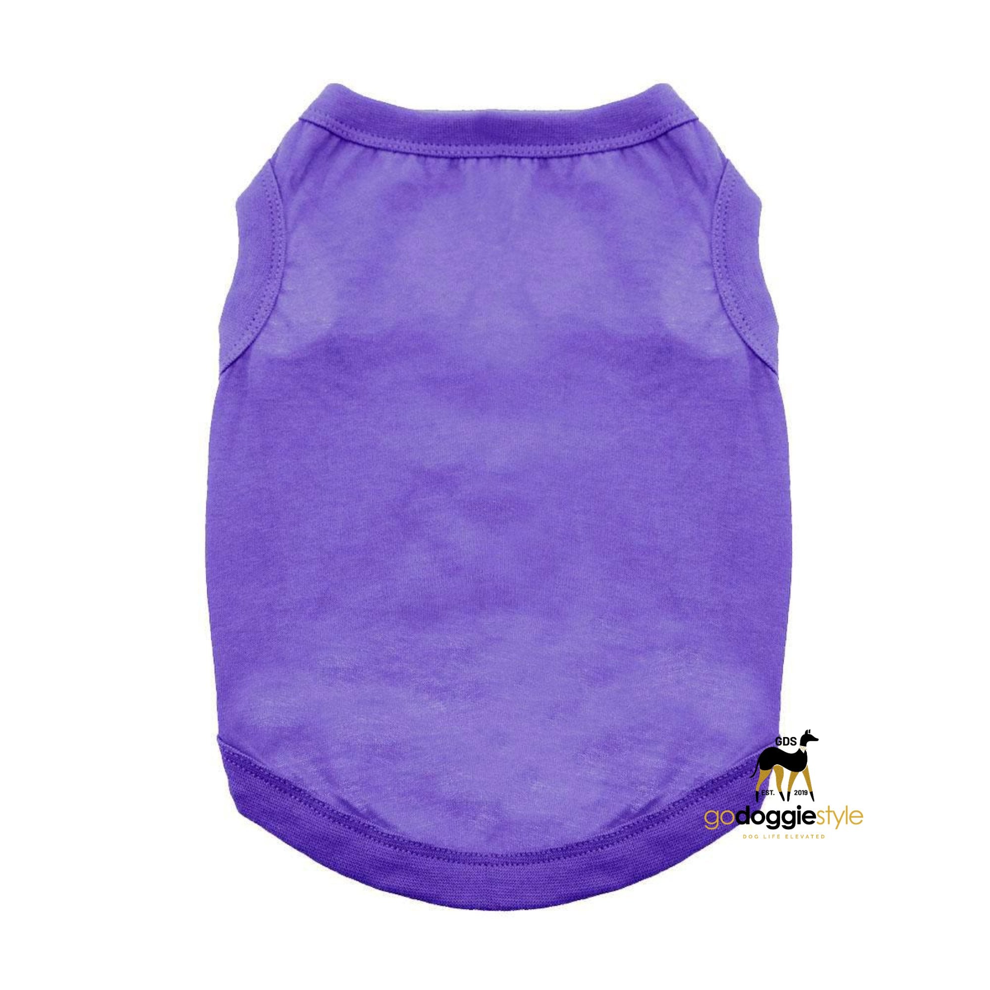 100% Cotton Solid Dog Tank Top - Ultra Violet - Spring Summer Dog Shirt - Dog Tee - Easy Care - Size XS to 3 XL - Dogs 3 to 90 lbs - godoggiestyle