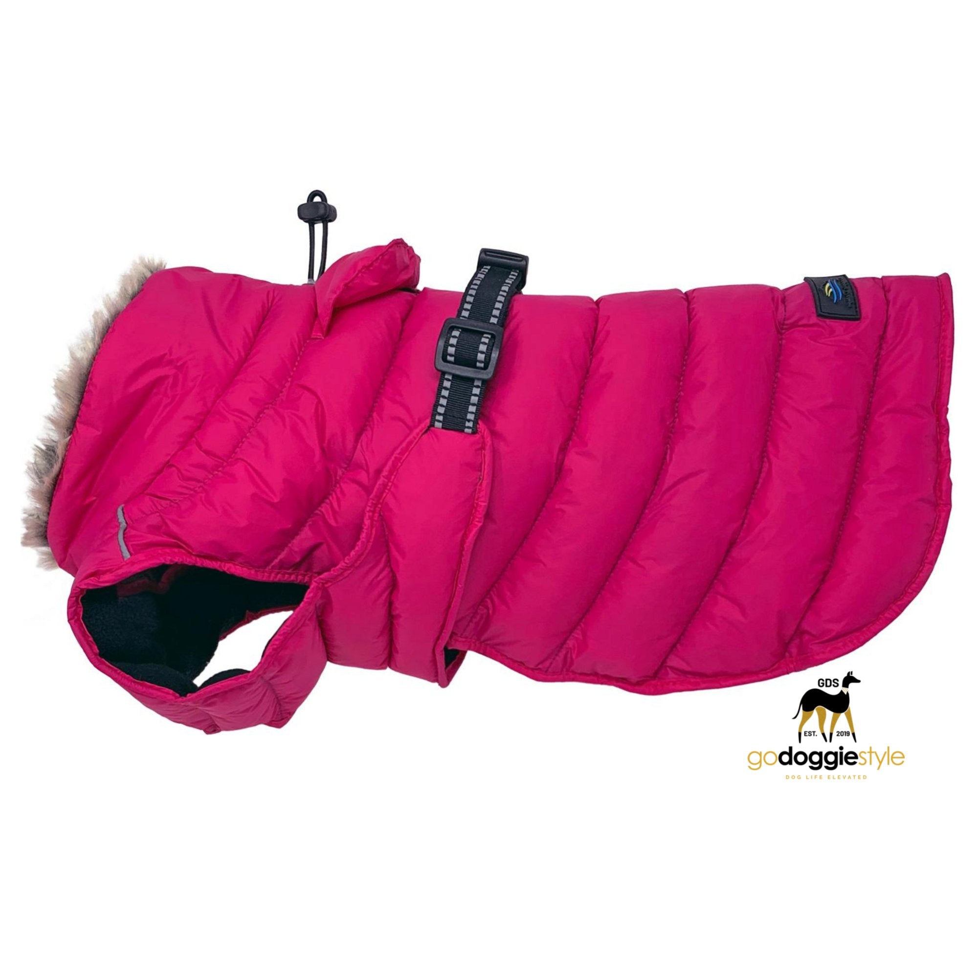 Alpine Extreme Weather Waterproof Puffer Dog Coat - Pink Peacock - Warm Fleece Lined Winter Dog Coat Jacket - Sizes XS to 5XL - 3 to 150 lbs - godoggiestyle