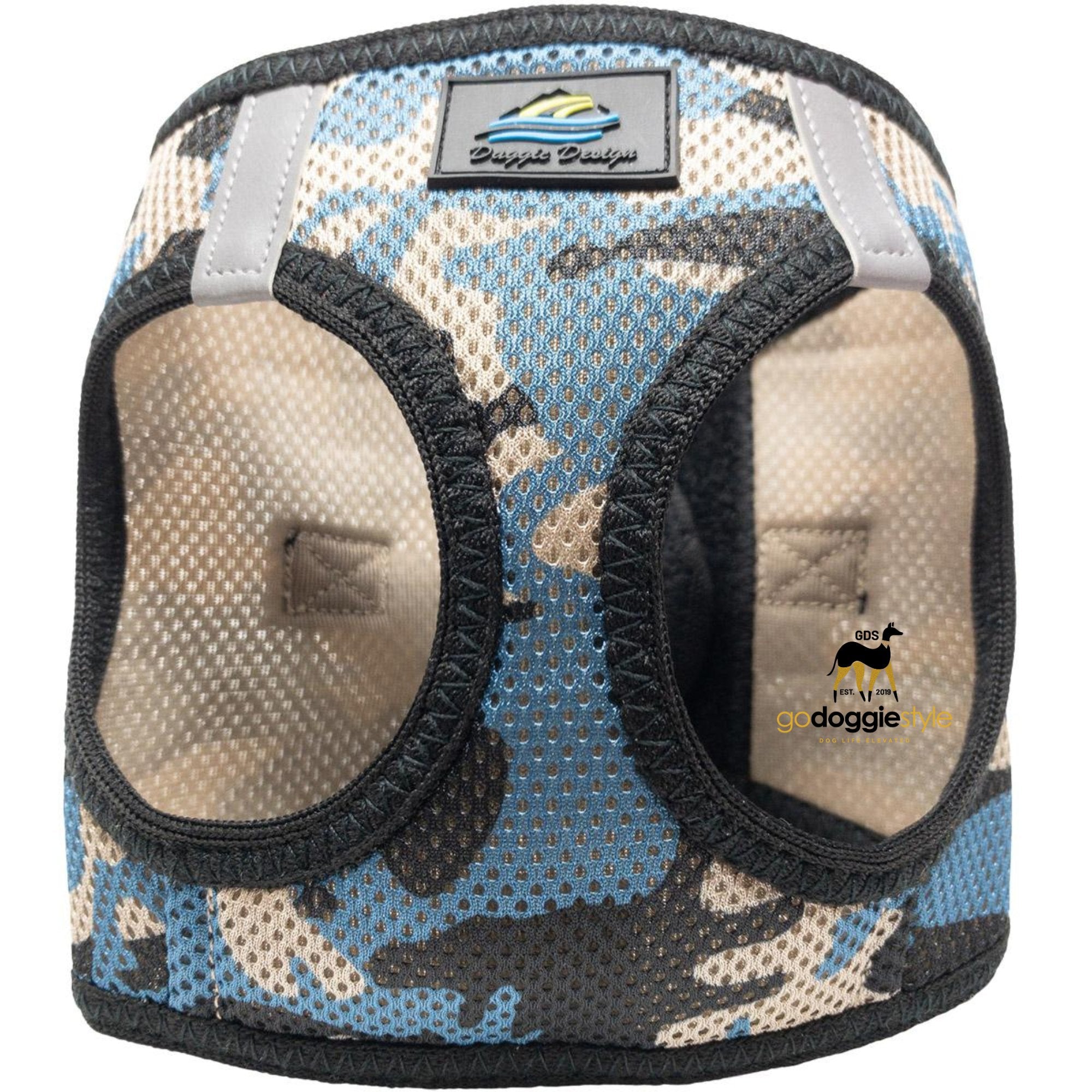 American River Choke Free Adjustable Step In Dog Harness - Blue Camo - 386 lb Certified Break Strength - Reflective Safety Harness - XXS to 3XL - Dogs 2 to 90 lbs - godoggiestyle