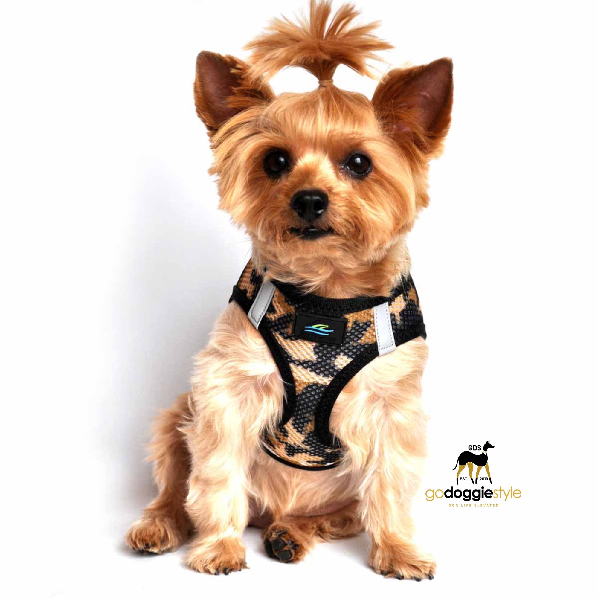 American River Choke Free Adjustable Step In Dog Harness - Brown Camo - 386 lb Certified Break Strength - Reflective Safety Harness - XXS to 3XL - Dogs 2 to 90 lbs - godoggiestyle