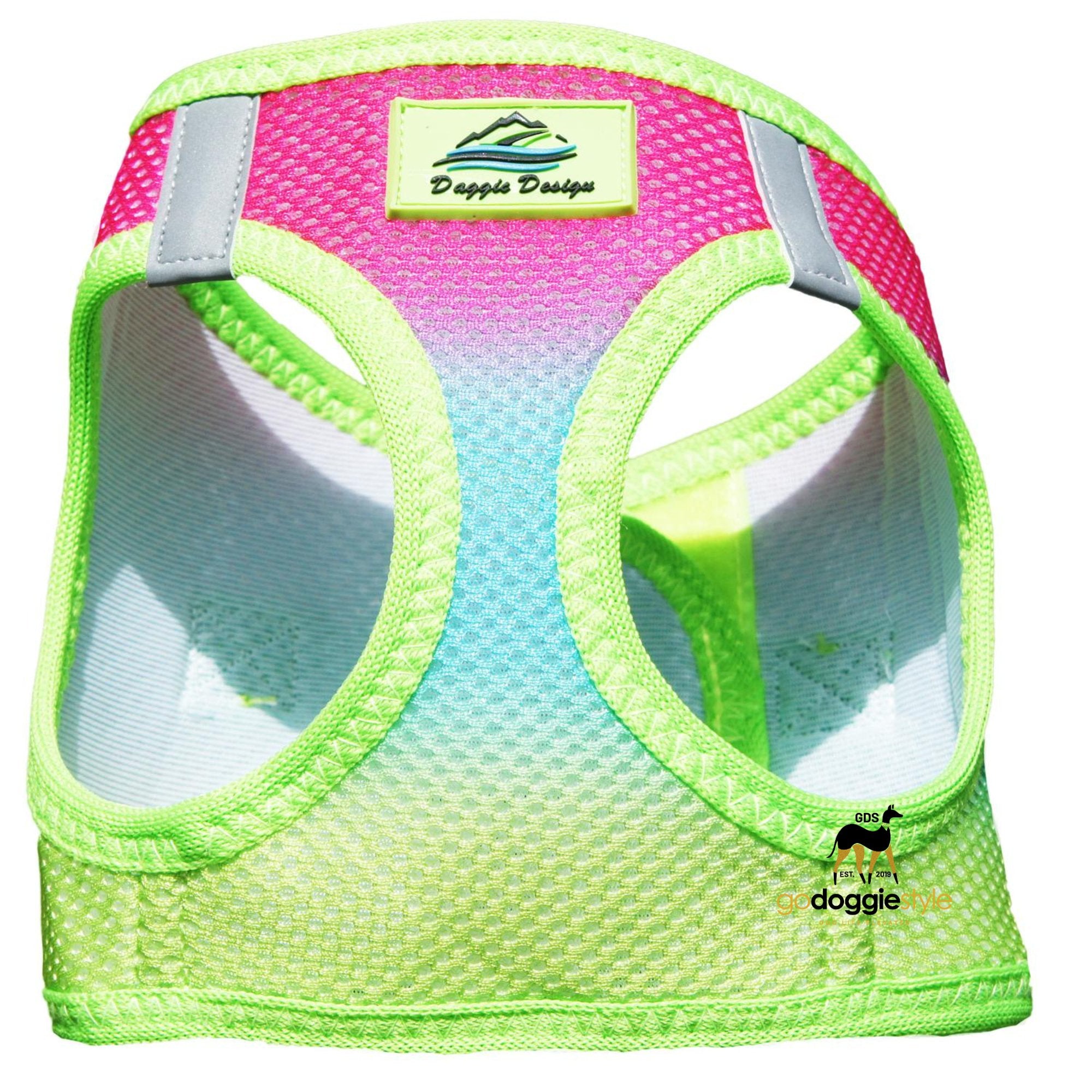 American River Choke Free Adjustable Step In Dog Harness - Rainbow Ombre Collection - 386 lb Certified Break Strength - Reflective Safety Harness - XXS to 3XL - Dogs 2 to 90 lbs - godoggiestyle