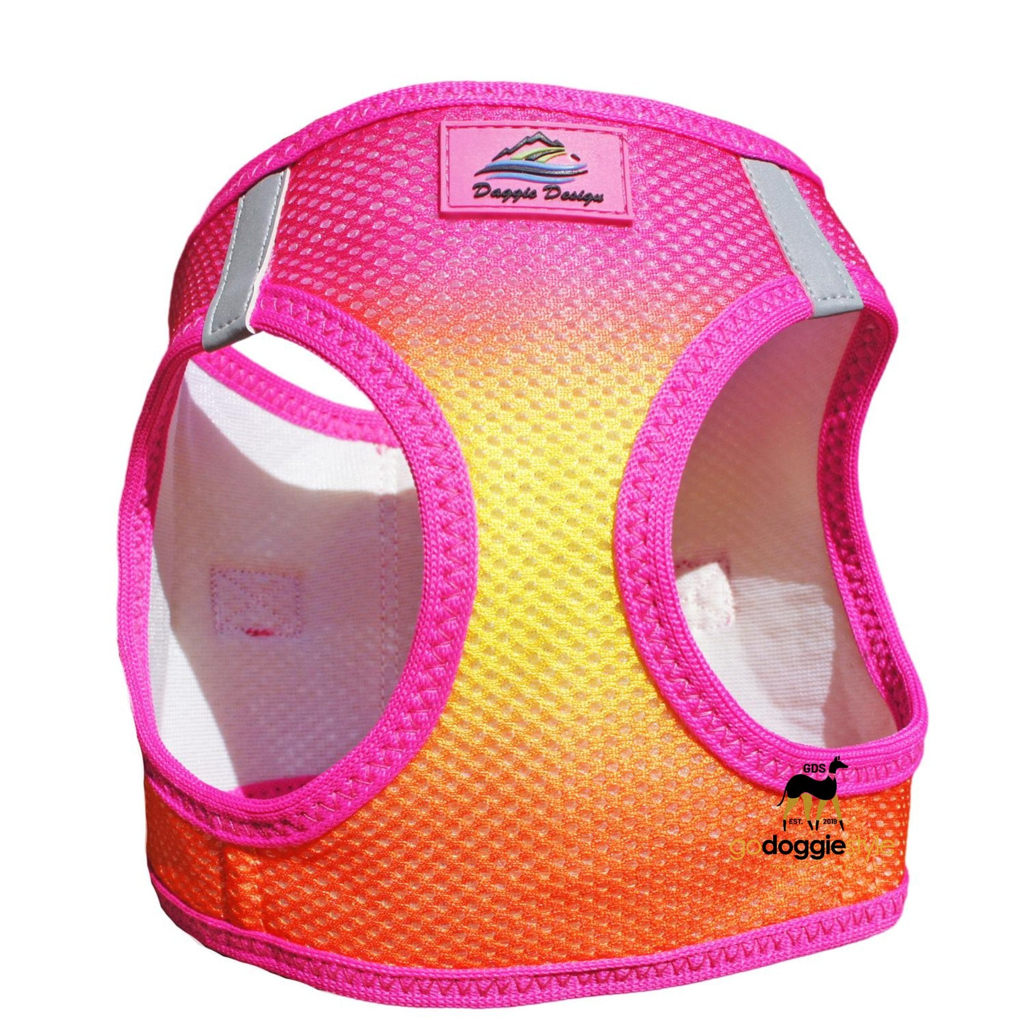 American River Choke Free Adjustable Step In Dog Harness - Raspberry Pink and Orange Ombre Collection - 386 lb Certified Break Strength - Reflective Safety Harness - XXS to 3XL - Dogs 2 to 90 lbs - godoggiestyle