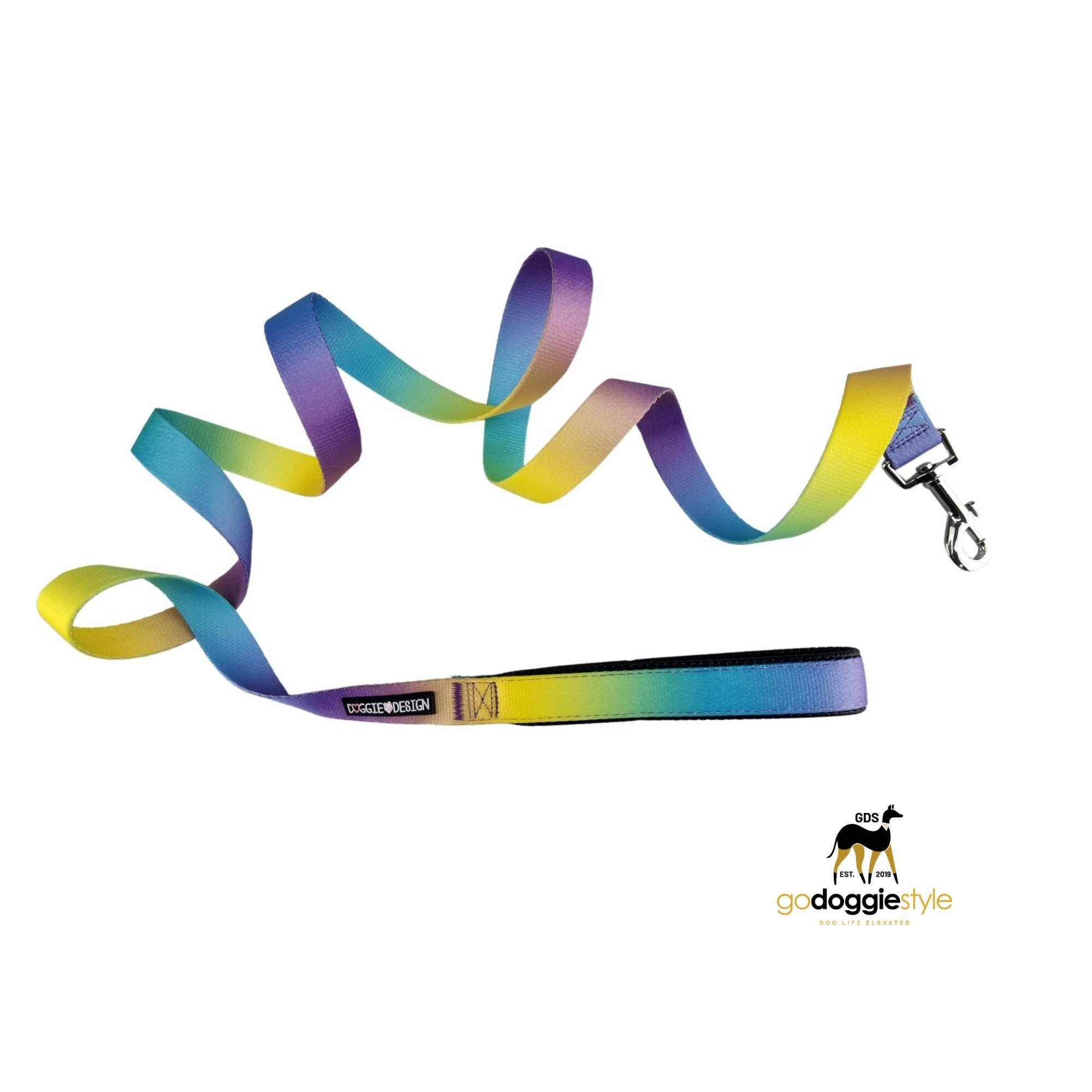 American River Ombre Dog Leash - Lemonberry Ice - Padded Soft Grip - Strong Clasp - 4 feet or 6 feet options - godoggiestyle