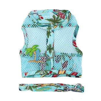 Cool Mesh Dog Harness with Leash-Surfboards and Palms