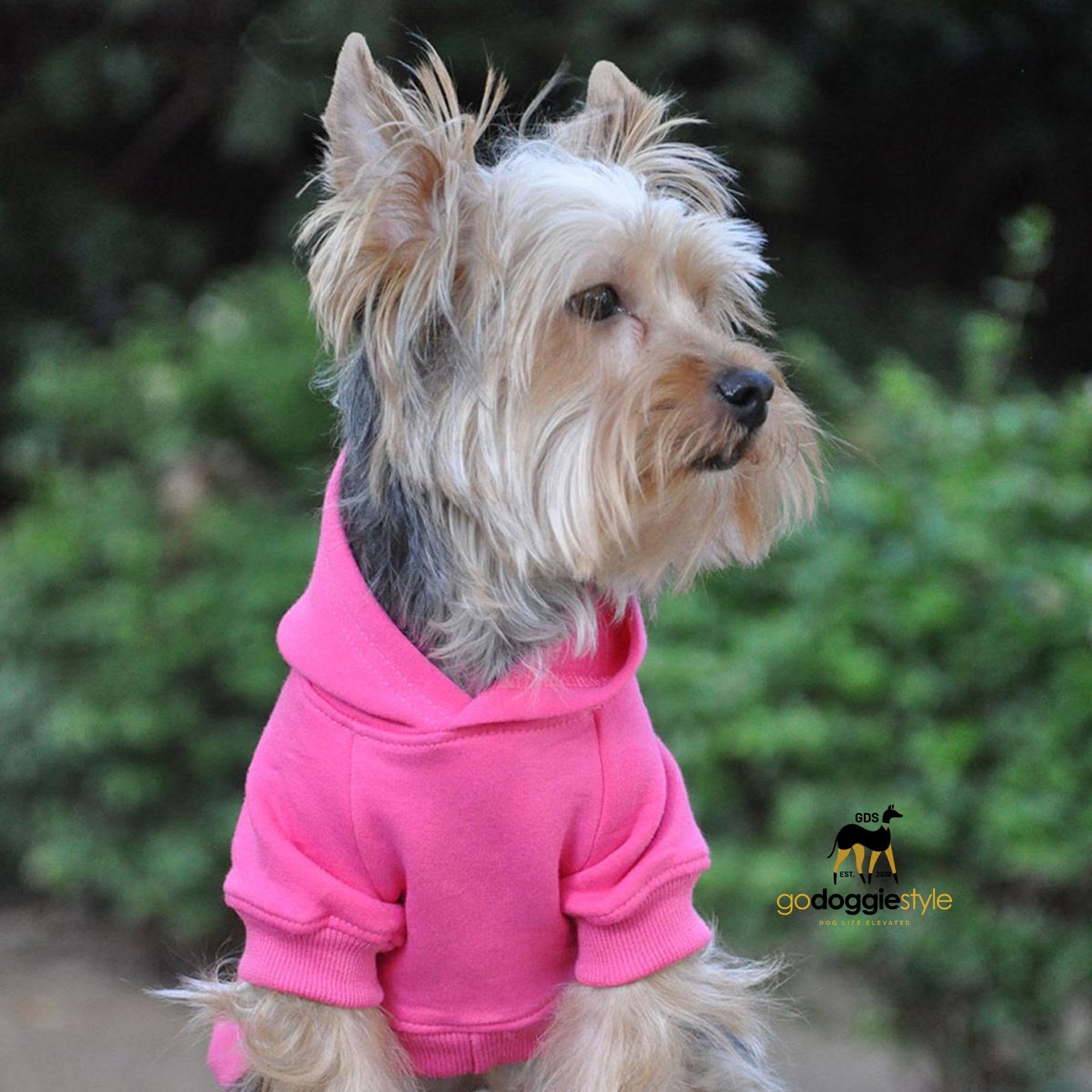 Cotton Rich Flex-fit Dog Hoodie - Pink - 95% Cotton - Soft Thick Warm Dog Hoodie - Dog Hoodie With Pocket - Leash Hole - Size XS to 4XL - godoggiestyle