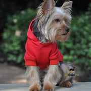 Cotton Rich Flex-fit Dog Hoodie - Red - 95% Cotton - Soft Thick Warm Dog Hoodie - Dog Hoodie With Pocket - Leash Hole - Size XS to 4XL - godoggiestyle