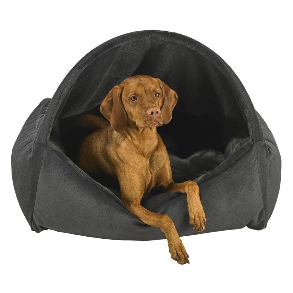 Dog Canopy Bed With Dream Fur - Galaxy - Overstuffed Bolsters - Non Allergenic Virgin Fibers - Tufted Cushions - Machine Washable - YKK Zippers - godoggiestyle