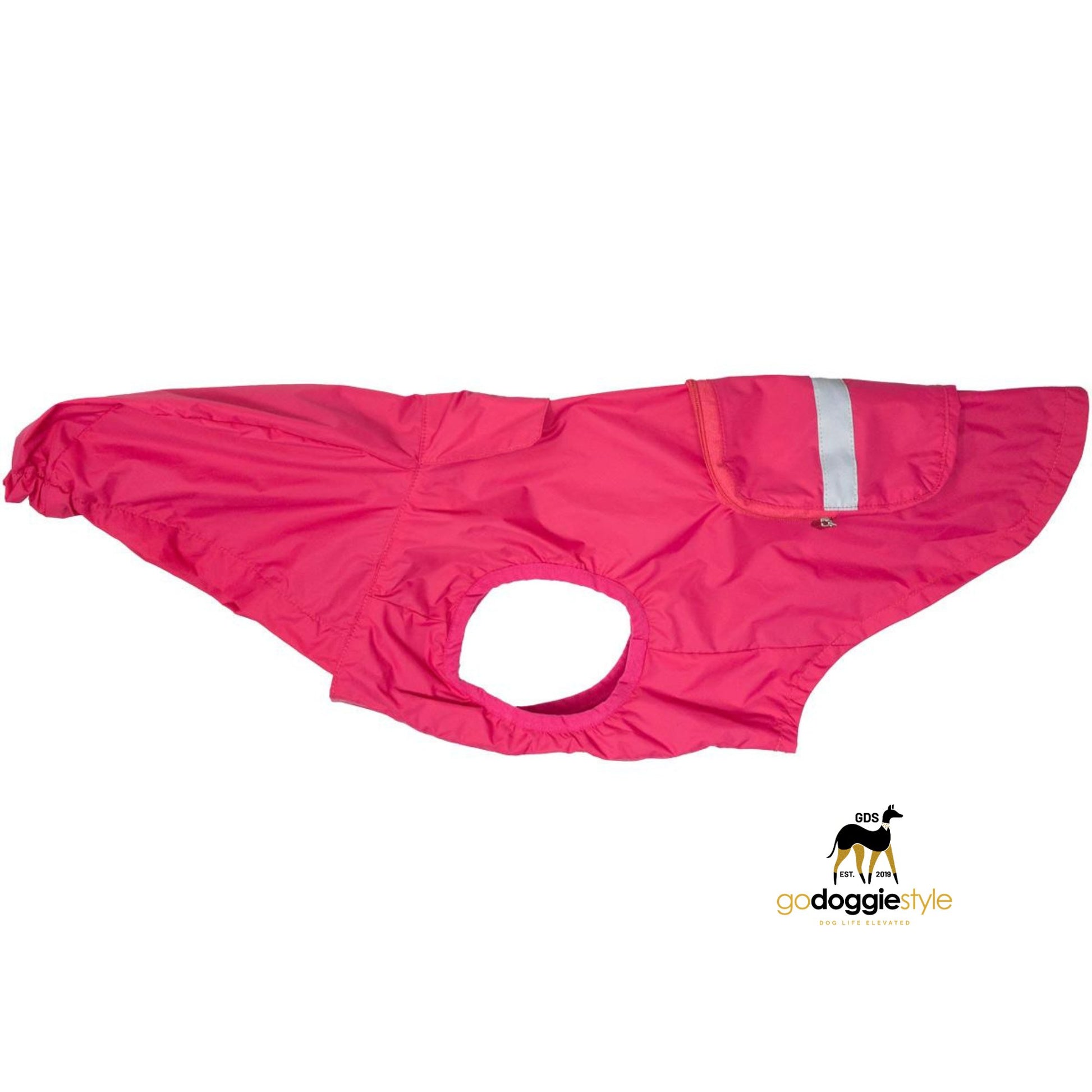 Dog Windbreaker Raincoat With Mesh Lining & Pocket - Pink - Lightweight Packable Waterproof - Leash Access Hole - Prevents Overheating - XS to 3XL - godoggiestyle