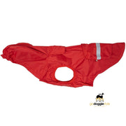 Dog Windbreaker Raincoat With Mesh Lining & Pocket - Red - Lightweight Packable Waterproof - Leash Access Hole - Prevents Overheating - XS to 3XL - godoggiestyle