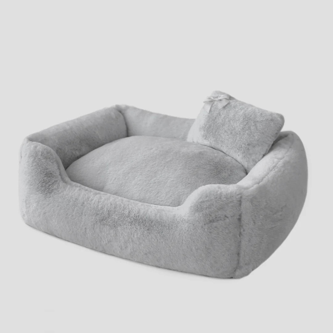 Dove Gray Divine Dog Bed - Easy Care - Small Breed Dog Up To 20 lbs - Luxury Handmade - Plush Soft Warm Cozy Bed - 100% Poly-fiber Fill - Made In USA - godoggiestyle