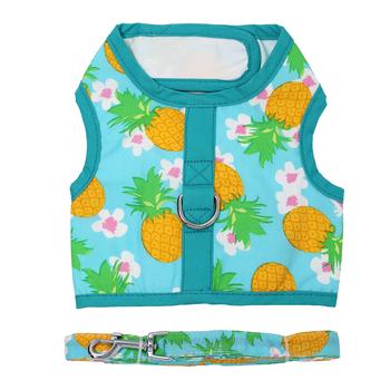 Fabric Dog Harness with Leash-Pineapple Luau