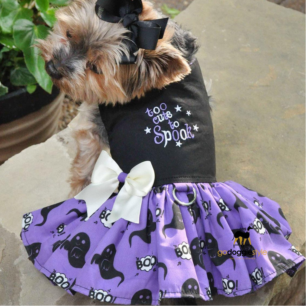 fall dog dresses Halloween Pumpkin Dog Dress with Lace Ruffle Bow, Cute Fall Pet Costume Skirt, Soft Sleeveless Puppy Outfit for Small Dogs Halloween Party Daily