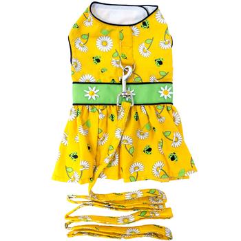 Ladybugs and Daisies Dog Dress with Matching Leash - godoggiestyle