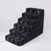 Luxury Pet Stairs-6 Step-Black Diamond With Crystal Satin Bow-Easy Wash Removable Cover-Sturdy high Density Foam-godoggiestyle