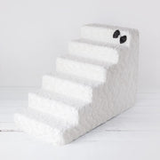 Luxury Pet Stairs-6 Step-Classic Ivory With Crystal Satin Bow-Easy Wash Removable Cover-Sturdy high Density Foam-godoggiestyle