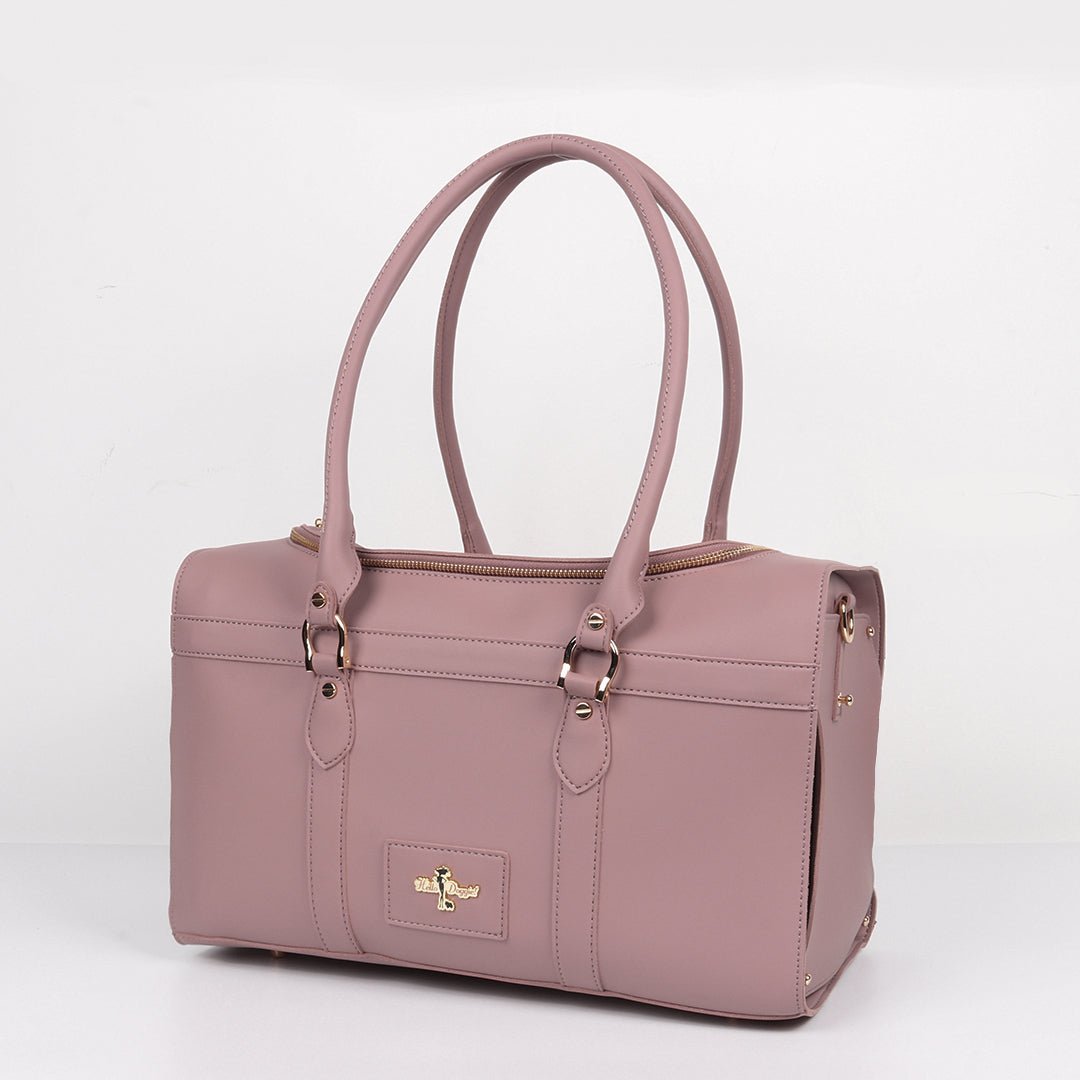 Mauve Grand Voyager Luxury Dog Carrier-Handmade In USA-Airline Approved-Small Dog Carrier-Faux Fur Mat-For Dogs Up To 12 lbs-godoggiestyle