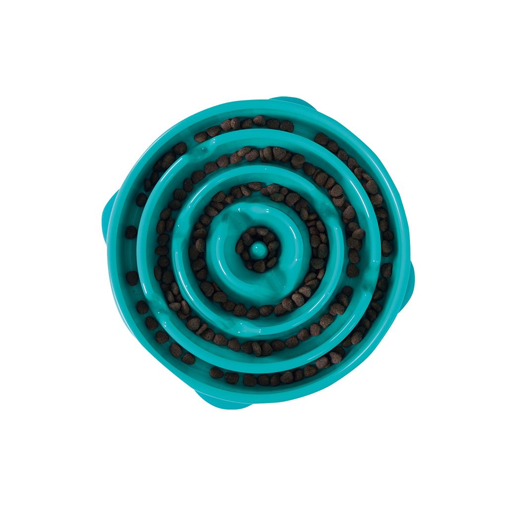 Outward Hound Fun Feeder Slo-Bowl Drop Large Teal 10.8" x 10.8" x 2" - godoggiestyle