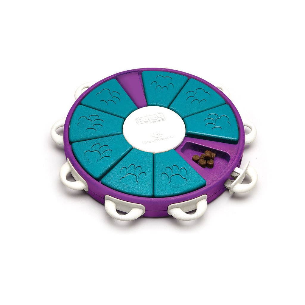 Outward Hound Nina Ottosson Dog Twister Puzzle Game Large Purple/Teal 12" x 12" x 1.75" - godoggiestyle