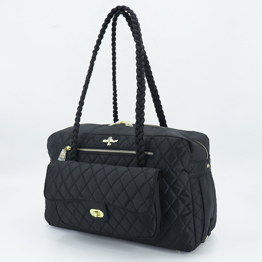 Porsha Luxury Dog Carrier (Black) - Handmade In USA - Small Dog Carrier - Dual Mesh Windows - For Dogs Up To 8 lbs - godoggiestyle
