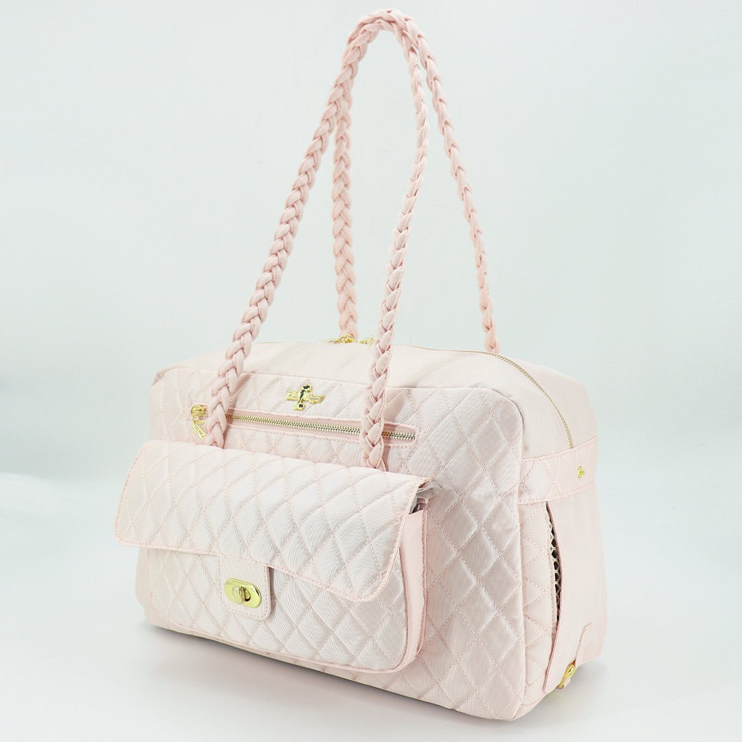 Porsha Luxury Dog Carrier (Blush) - Handmade In USA - Small Dog Carrier - Dual Mesh Windows - For Dogs Up To 8 lbs - godoggiestyle