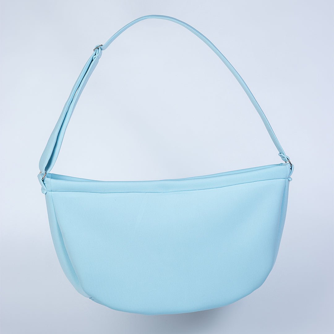 Signature Sling Luxury Dog Carrier (Baby Blue)-Handmade In USA-Small Dog Carrier-Faux Mink Lining-Adjustable Shoulder Strap-godoggiestyle