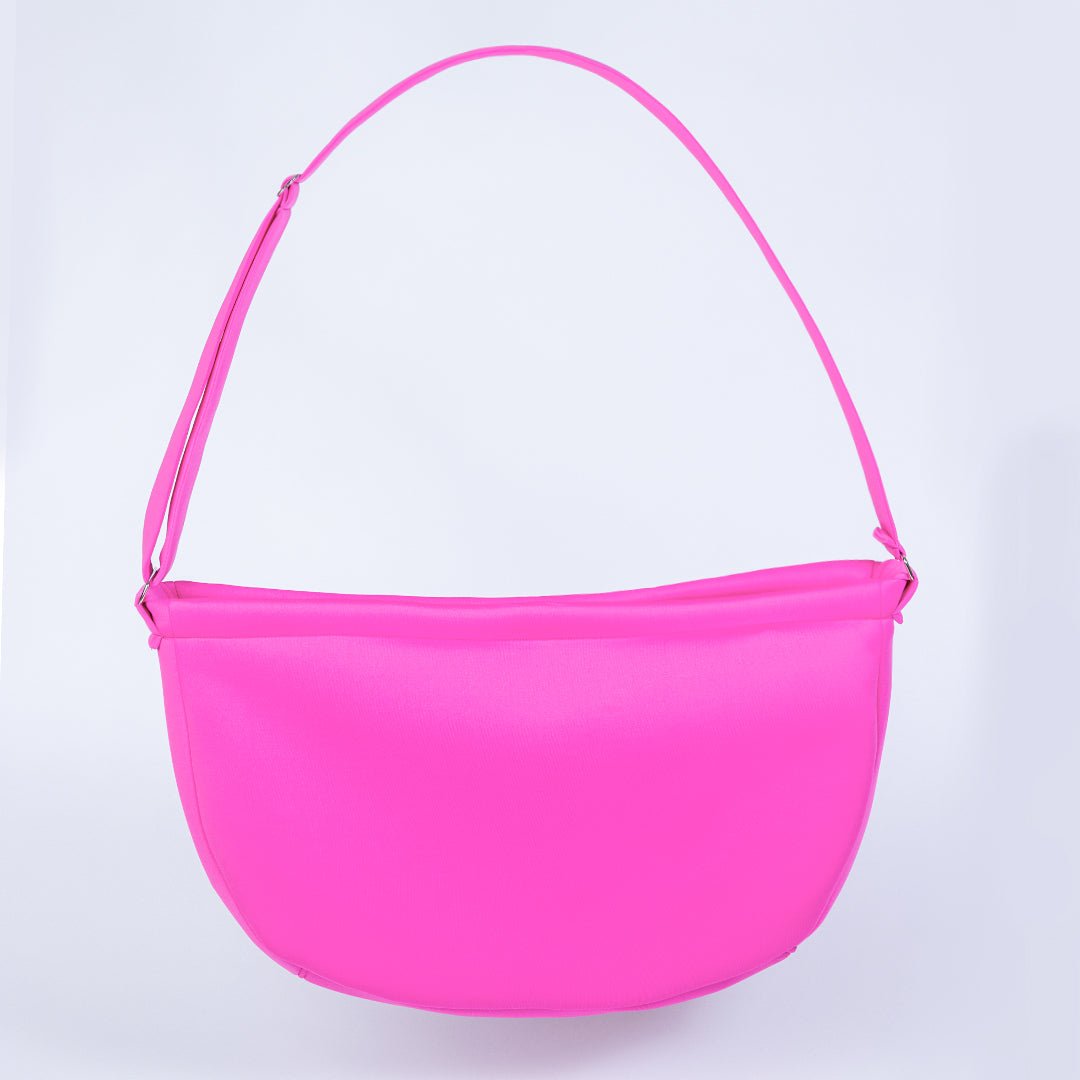 Signature Sling Luxury Dog Carrier (Fuschia)-Handmade In USA-Small Dog Carrier-Faux Mink Lining-Adjustable Shoulder Strap-godoggiestyle